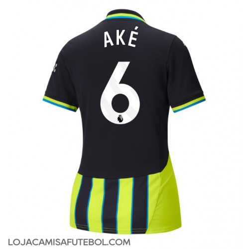 Camisa de Futebol Manchester City Nathan Ake #6 Equipamento Secundário Mulheres 2024-25 Manga Curta